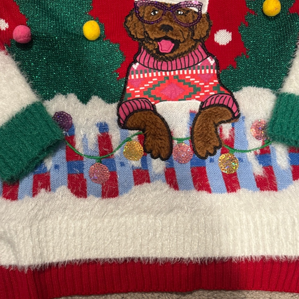 Festive Red Christmas Sweater with Bear Design - Picture 6 of 6
